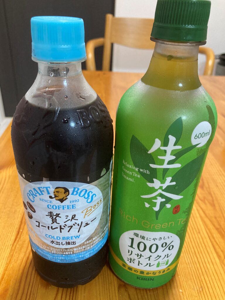 ブラックコーヒー、お茶